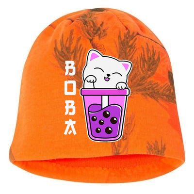 Cat Boba Anime Bubble Tea Neko Kawaii Teen Kati - Camo Knit Beanie