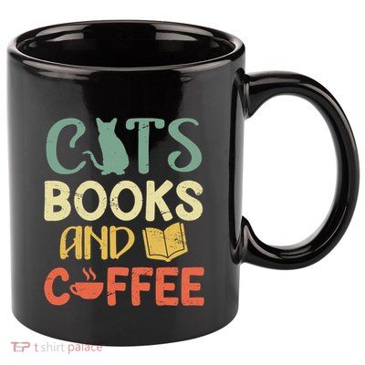 Cats Books And Coffee Cafe Coffee Drinker 11oz C Handle Ceramic Mug