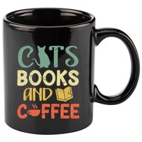 Cats Books And Coffee Cafe Coffee Drinker 11oz C Handle Ceramic Mug