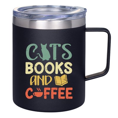 Cats Books And Coffee Cafe Coffee Drinker 12oz Stainless Steel Coffee Mug