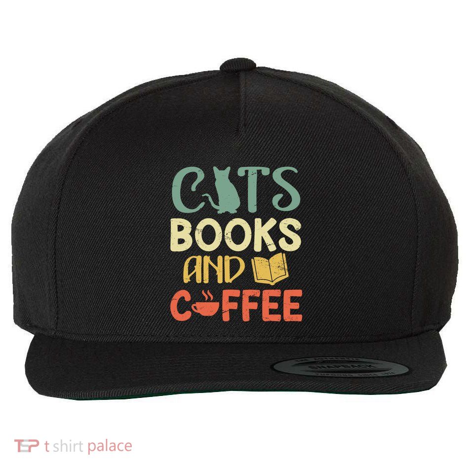 Cats Books And Coffee Cafe Coffee Drinker Wool Snapback Cap
