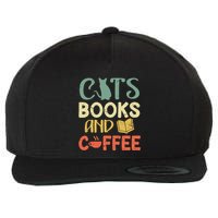 Cats Books And Coffee Cafe Coffee Drinker Wool Snapback Cap