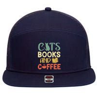 Cats Books And Coffee Cafe Coffee Drinker 7 Panel Mesh Trucker Snapback Hat