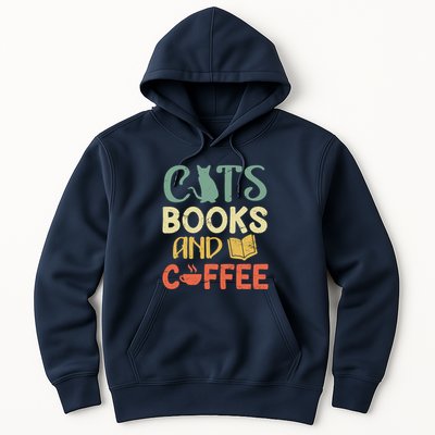 Cats Books And Coffee Cafe Coffee Drinker Hoodie