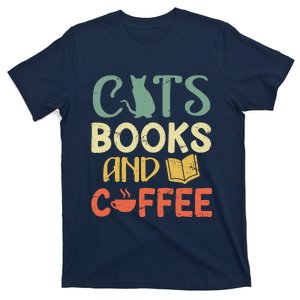 Cats Books And Coffee Cafe Coffee Drinker T-Shirt