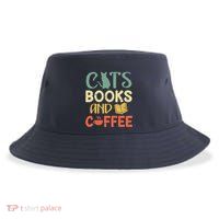 Cats Books And Coffee Cafe Coffee Drinker Sustainable Bucket Hat