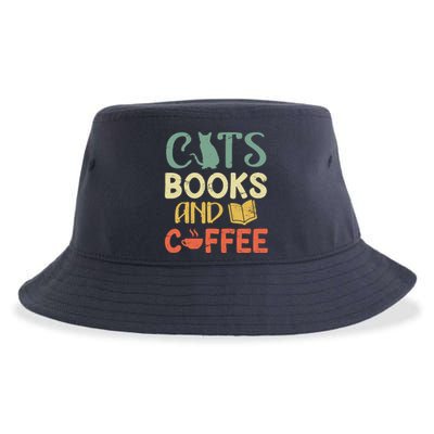 Cats Books And Coffee Cafe Coffee Drinker Sustainable Bucket Hat