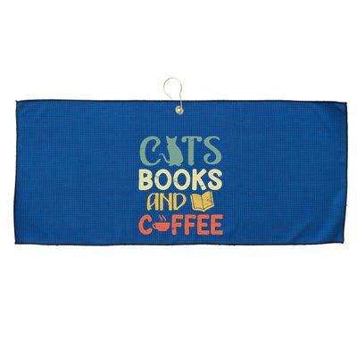Cats Books And Coffee Cafe Coffee Drinker Large Microfiber Waffle Golf Towel