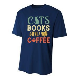 Cats Books And Coffee Cafe Coffee Drinker Youth Performance Sprint T-Shirt