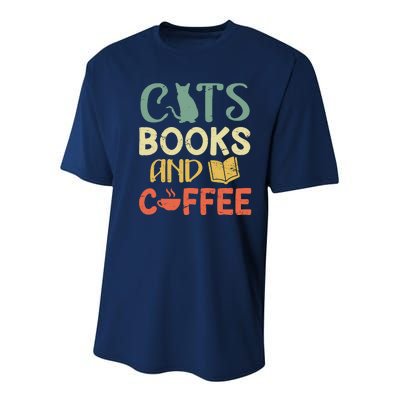 Cats Books And Coffee Cafe Coffee Drinker Youth Performance Sprint T-Shirt