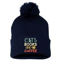 Cats Books And Coffee Cafe Coffee Drinker Pom Pom 12in Knit Beanie