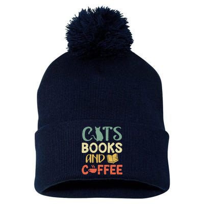 Cats Books And Coffee Cafe Coffee Drinker Pom Pom 12in Knit Beanie