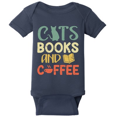 Cats Books And Coffee Cafe Coffee Drinker Baby Bodysuit