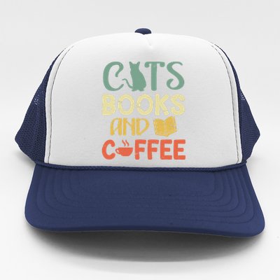 Cats Books And Coffee Cafe Coffee Drinker Trucker Hat