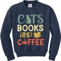 Cats Books And Coffee Cafe Coffee Drinker Kids Sweatshirt