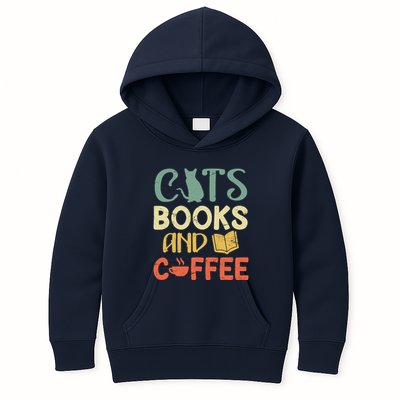 Cats Books And Coffee Cafe Coffee Drinker Kids Hoodie