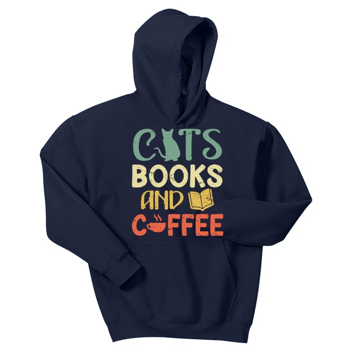 Cats Books And Coffee Cafe Coffee Drinker Kids Hoodie