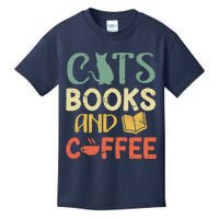 Cats Books And Coffee Cafe Coffee Drinker Kids T-Shirt