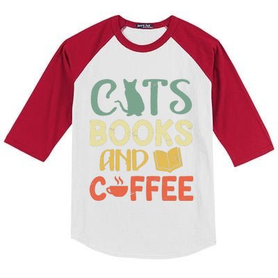 Cats Books And Coffee Cafe Coffee Drinker Kids Colorblock Raglan Jersey