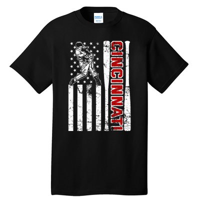 Cincinnati Baseball American Flag Tall T-Shirt