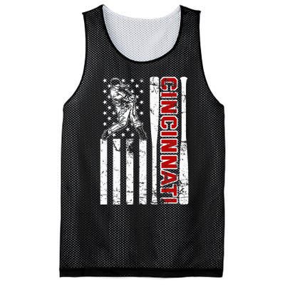 Cincinnati Baseball American Flag Mesh Reversible Basketball Jersey Tank