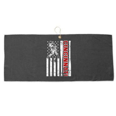 Cincinnati Baseball American Flag Large Microfiber Waffle Golf Towel