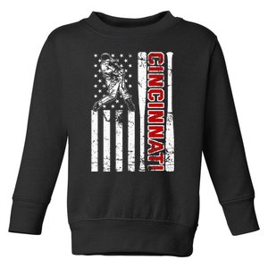 Cincinnati Baseball American Flag Toddler Sweatshirt