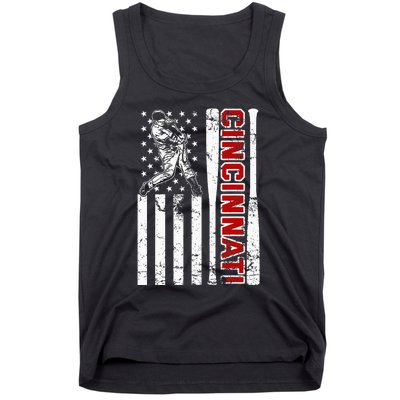 Cincinnati Baseball American Flag Tank Top