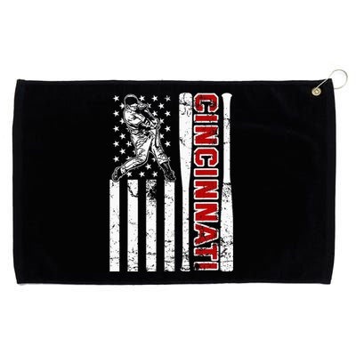 Cincinnati Baseball American Flag Grommeted Golf Towel