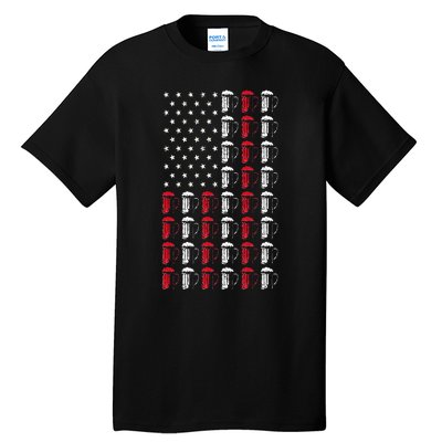 Craft Beer American Flag Patriotic 4th Of July Booze Brewer Tall T-Shirt