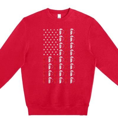 Craft Beer American Flag Patriotic 4th Of July Booze Brewer Premium Crewneck Sweatshirt