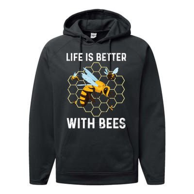 Cute Bee Art Beekeeping Honey Bumble Bee Lover Performance Fleece Hoodie