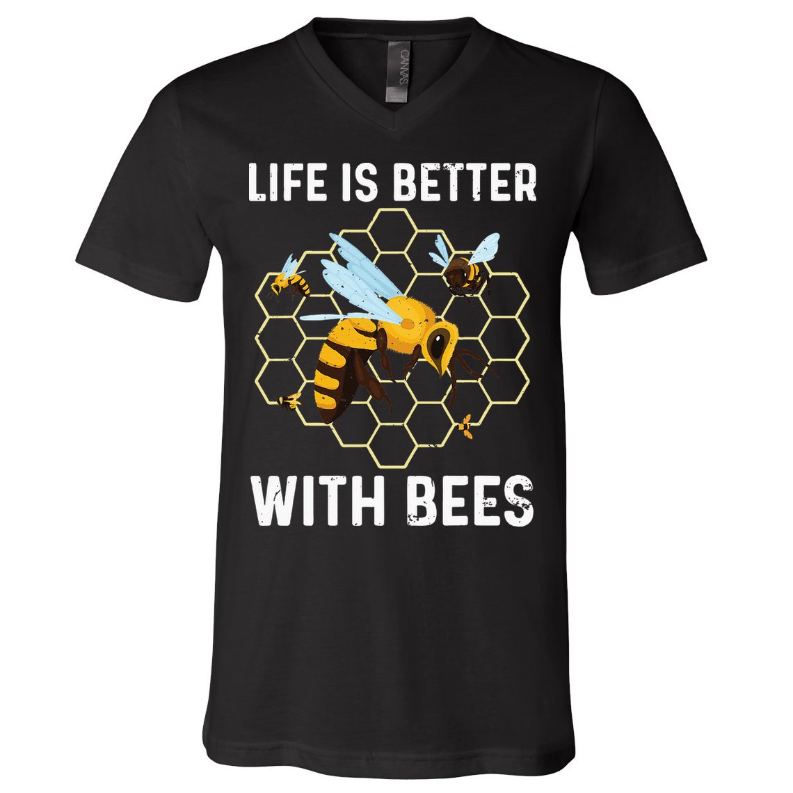 Cute Bee Art Beekeeping Honey Bumble Bee Lover V-Neck T-Shirt