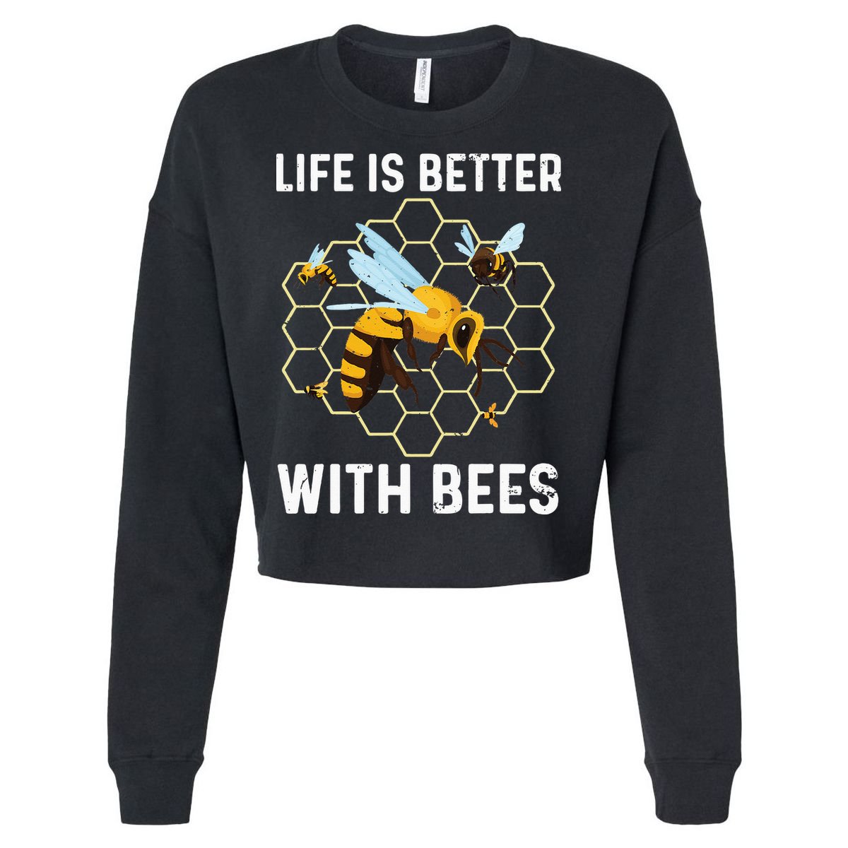 Cute Bee Art Beekeeping Honey Bumble Bee Lover Cropped Pullover Crew