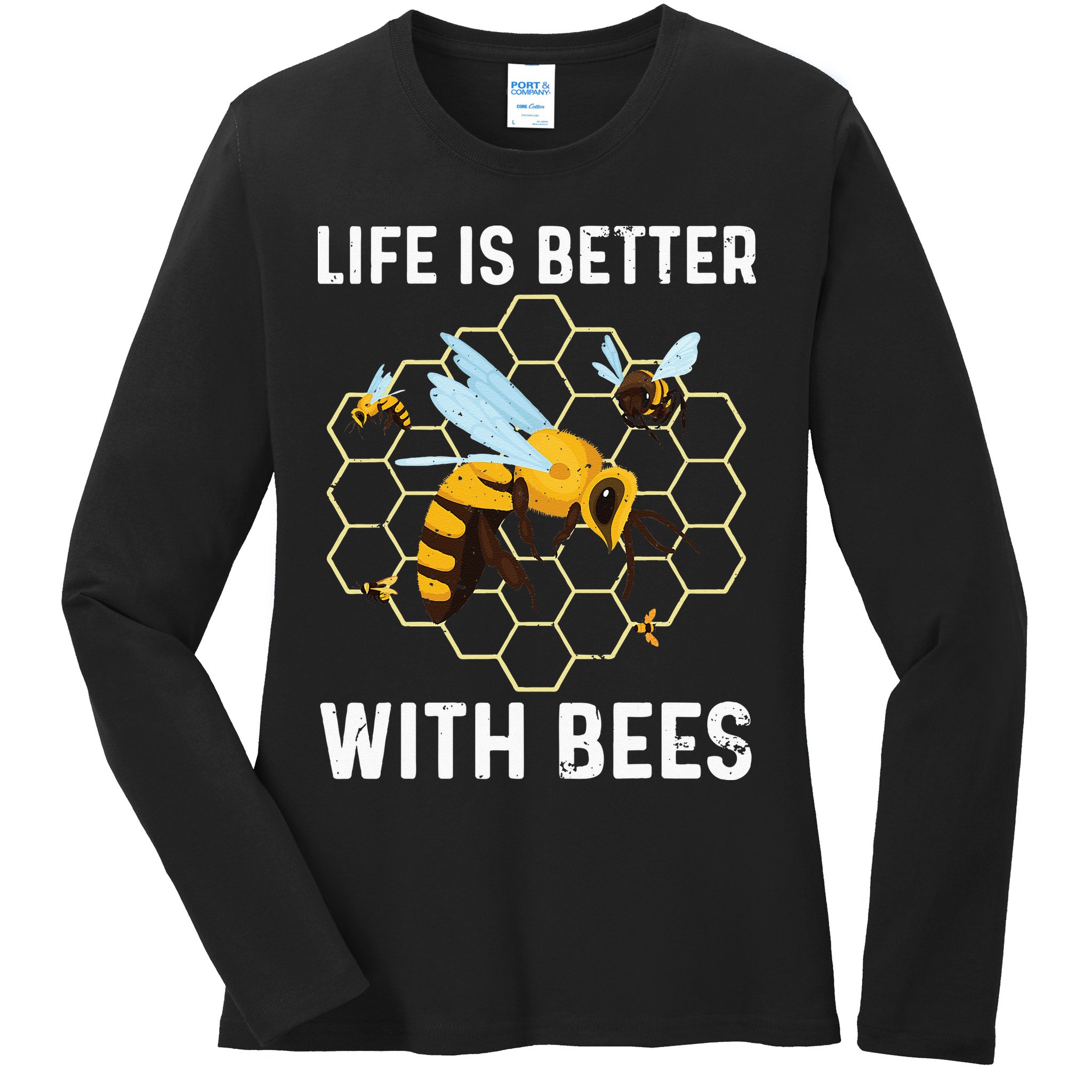 Cute Bee Art Beekeeping Honey Bumble Bee Lover Ladies Long Sleeve Shirt