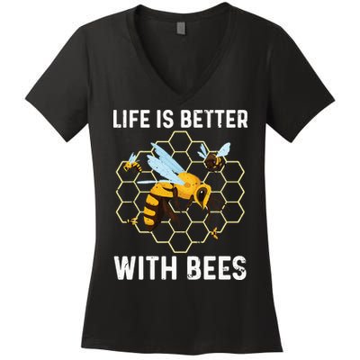 Cute Bee Art Beekeeping Honey Bumble Bee Lover Women's V-Neck T-Shirt