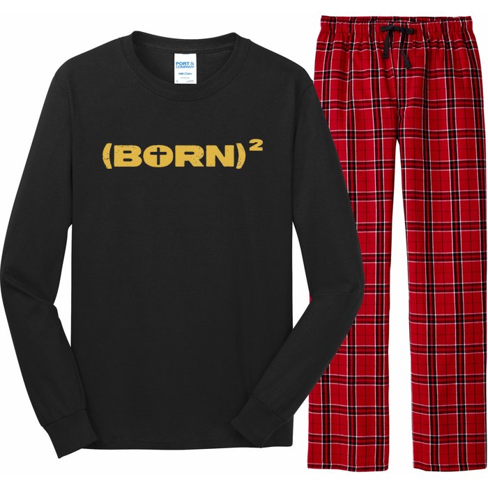 Christian Born Again Squared Math Pun W Jesus Cross Long Sleeve Pajama Set