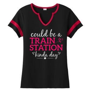 Could Be A Train Station Kinda Day Ladies Halftime Notch Neck Tee