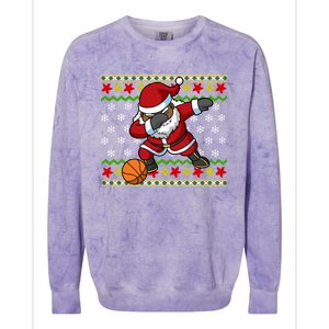 Christmas Black African American Santa Claus Basketball Great Gift Colorblast Crewneck Sweatshirt