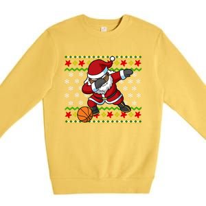 Christmas Black African American Santa Claus Basketball Great Gift Premium Crewneck Sweatshirt