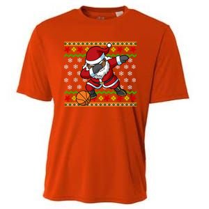 Christmas Black African American Santa Claus Basketball Great Gift Cooling Performance Crew T-Shirt