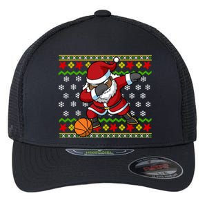 Christmas Black African American Santa Claus Basketball Great Gift Flexfit Unipanel Trucker Cap