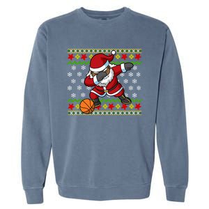 Christmas Black African American Santa Claus Basketball Great Gift Garment-Dyed Sweatshirt