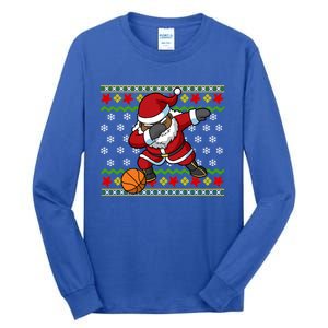 Christmas Black African American Santa Claus Basketball Great Gift Tall Long Sleeve T-Shirt