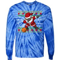 Christmas Black African American Santa Claus Basketball Great Gift Tie-Dye Long Sleeve Shirt