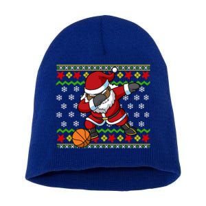 Christmas Black African American Santa Claus Basketball Great Gift Short Acrylic Beanie