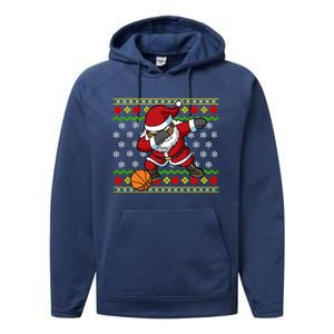 Christmas Black African American Santa Claus Basketball Great Gift Performance Fleece Hoodie