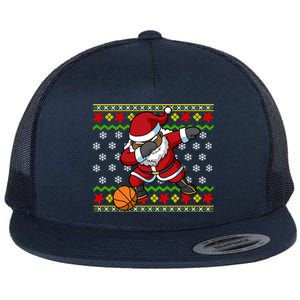 Christmas Black African American Santa Claus Basketball Great Gift Flat Bill Trucker Hat