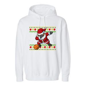 Christmas Black African American Santa Claus Basketball Great Gift Garment-Dyed Fleece Hoodie