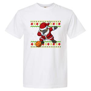 Christmas Black African American Santa Claus Basketball Great Gift Garment-Dyed Heavyweight T-Shirt